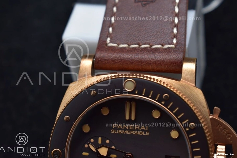 on Calfskin Edition Clone Brown PAM968 SunProtective Best Strap 1:1 Bronzo Brown VSF Dial Bezel and Ceramic 995 P.9010 V 0219
